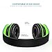 Headphones, Sound Intone Headphones with Microphone, Foldable Headset with Inline Volume Control Strong Low Bass for iPhone iPad Smartphones Laptop Mp3/4 (Black Green)