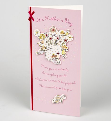 Pink Tiny Fairies Handcrafted Mother's Day Card