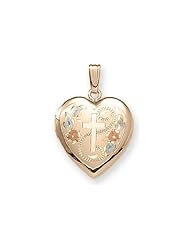 14K Gold Filled Cross Heart Locket 3/4 inch x 3/4 inch