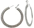 BIG BLING 2.25" 2 Row Ice Austrian Crystal Flat Hoop Earrings