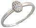 14 Karat Weissgold Oval Diamanten Ring, mit 0.10 Karat Brilliantschliff Diamanten, (6mm) breit