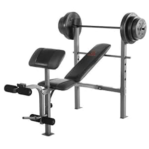Amazon.com : Marcy Exercise Bench with Weight Set : Standard Weight