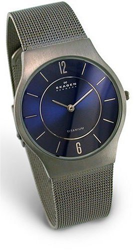 Skagen Men's Blue Face Titanium Mesh Bracelet Watch #233LTTN