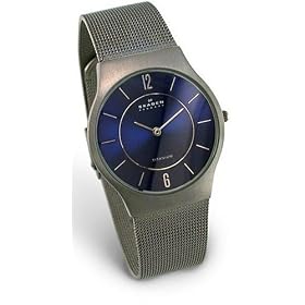 Skagen Mens Blue Face Titanium Mesh Bracelet Watch #233LTTN by Skagen