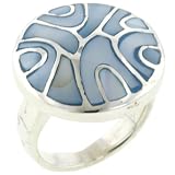 Sterling Silver Blue Mother Swirl Ring Pearl Bracelet (size 6,7,8,9)