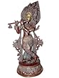 Lord Krishna Playing Flute Brass Statue Hindu Religious Red Patina Sculpture 13" Lord Krishna Playing Flute Brass Statue Hindu Religious Red Patina Sculpture 13"