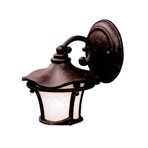Kichler Lighting Kichler 9351AGZ Cotswold 1-Light Outdoor Wall Lantern, Aged Bronze with Weathered White Glass