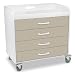 TrippNT 51138 Plastic Front Extra Wide Compact Locking Cart, 27" Width x 27" Height x 17" Depth, 4 Drawers, Almond