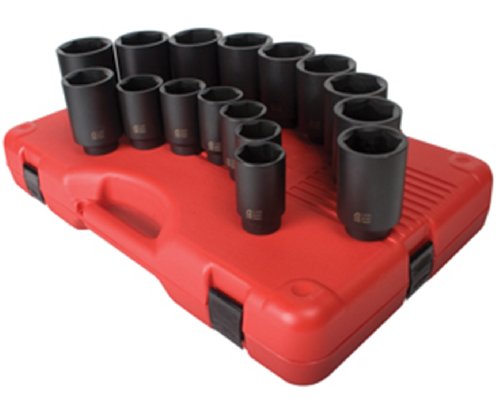 Sunex 2691 1/2-Inch Drive SAE Deep Impact Socket Set, 16 Piece
