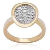 18k Yellow Gold Plated Sterling Silver Cubic Zirconia Round Faced Ring