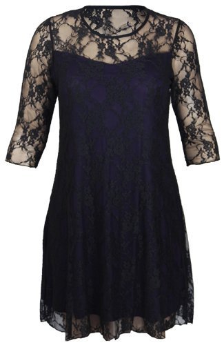 Ladies Plus Size Floral Pattern Lace Dresses Womens Lined 34 Sleeve ...