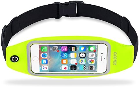 CiCOTEX Running Belt Waist Pack for iPhone 6, 6S, 6 Plus, 6S Plus, Samsung Galaxy S5, S6, S7,Edge, Note 3, 4, 5, LG G3 G4 G5 with Transparent Touch Screen Window - Runners Belt (Green, 5.5 inches)