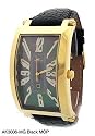 Adee Kaye Gold Swiss Quartz Mens Watch With Black Mother Of Pearl Dial