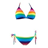 2 Pc Bikini Set Rainbow Top Bottom