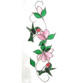 Stained Glass Hummingbird Scroll