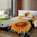 Le Vele Sunflower Duvet Cover Bed in Bag Full Queen Bedding Set LE243Q