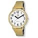Unisex Gold Tone Low Vison Watch w/ White Face & Black Numbers, Expansion Band
