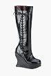 5 Inch Hot Gothic Knee Boot Black Lace Up Sexy Boot Platform Wedge Demonia