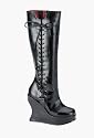 5 Inch Hot Gothic Knee Boot Black Lace Up Sexy Boot Platform Wedge Demonia