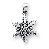 Sterling Silver Antiqued Snowflake Pendant with 20 inch Sterling Silver Chain