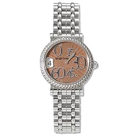 Gerald Genta Arena Retro Ladies' Watch Stainless Steel Brown Guilloche Dial Diamond Bezel...