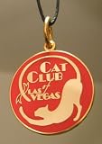 CAT PENDANT GOLD CHARM LAS VEGAS CLUB MEDAL VINTAGE ART NECKLACE