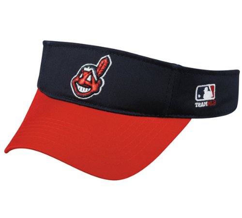 MLB ADULT Cleveland INDIANS Home Blue/Red VISOR Adjustable Velcro TWILL New