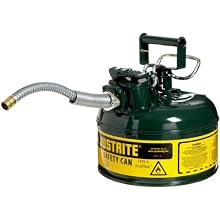 Justrite AccuFlow 7210420 Type II Galvanized Steel Safety Can with 5/8" Flexible Spout, 1 Gallon Capacity, Green