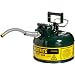 Justrite AccuFlow 7210420 Type II Galvanized Steel Safety Can with 5/8" Flexible Spout, 1 Gallon Capacity, Green