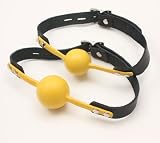 Mr-S-Leather Deluxe Ball Gag with Locking Buckle - Yellow 1.5"