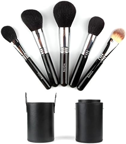Face Makeup Brush Set Includes 5 Must Have Foundation, Blush, Powder, Contour, Highlight, Mineral Brushes - Natural animal hair