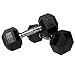 XMark Premium Quality Rubber Coated Hex Dumbbells with Chrome Contoured Handles - 25 lb pair