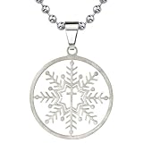 The Forever Snowflake: Designer Inspired Titanium Brushed Finish Snowflake/Cross Pendant on a Stainless Steel Ball Chain