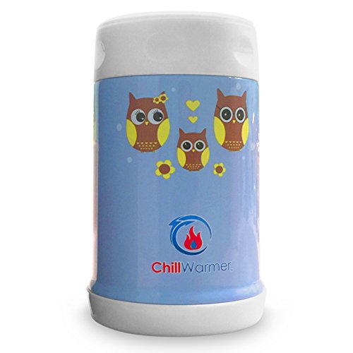 ChillWarmer Stainless Steel Food Jar - Insulated 16 Ounce Thermal FunJar (Blue)