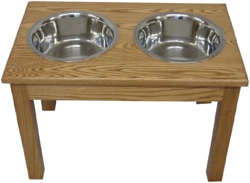 Classic Pet Beds 2-Bowl Traditional Style Ash Pet Diner, Large, Walnut