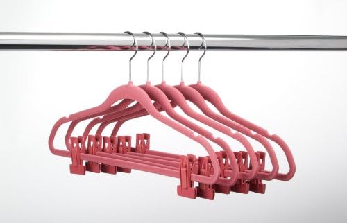 ULTRA-SLIM VELVET SUIT HANGERS W/PANT FINGER CLIPS - SET OF 10 - PINK
