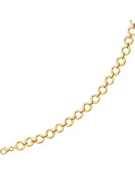 14K Yellow Gold 7.50" 9.0mm Polish Alternate Open Round And Flat Oval Link Fashion Bracelet With Pear Shape Clasp