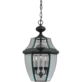 Forte Lighting - 1605-03-14:3LT Solid brass Outdoor Pendant - Royal Bronze Finish Clear...