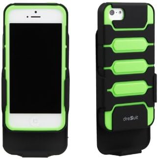DreSuit Holster Carrying Case for iPhone 5 / 5s - Belt Clip - Kickstand - TPU Combo Case - Transformer Premier (Black / Green)