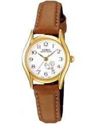 Casio Womens LTP1094Q-7B7 Brown Leather Quartz Watch with White Dial