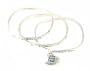 Bracelet - B159 - 3 Pc Bangle Set with Heart Charm - Inscribed with "Live Well", "Love Much" and "Laugh Often" with Embedded Crystal Stones ~ Silver Tone Metal