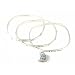 Bracelet - B159 - 3 Pc Bangle Set with Heart Charm - Inscribed with "Live Well", "Love Much" and "Laugh Often" with Embedded Crystal Stones ~ Silver Tone Metal