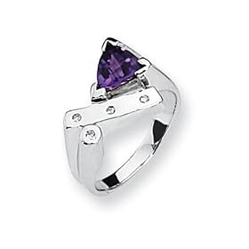 1.07 cttw Sterling Silver Amethyst and Diamond Ring by Finejewelers