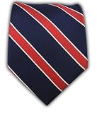 100% Silk Woven Navy and Red Honor Striped Tie