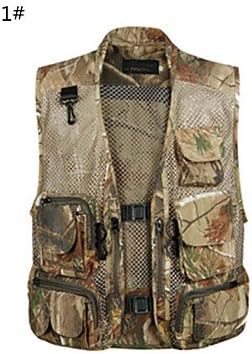ZX r Camouflage Grid Mesh Breathe Freely High Grade Cotton Mountifational Fishing Hunting Vest , Color 3# , XL