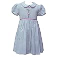 12-24m Pink Smock Center Flower Cotton Dress (24m, White/Pink)