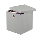 Produkt-Bild: Zeller 14101 Aufbewahrungsbox faltbar, Baumwolle 30 x 30 x 30 cm, grau