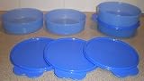 tupperware:Tupperware Big Wonders Flat Bottom Cereal Bowls 4 Pc Blue
