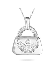 0.30 Cts VS Diamond Purse Pendant in 14K White Gold