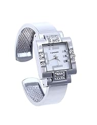 Womens Quartz Wristwatch Alloy Band Rhinestone Arabic Numerals White Dial